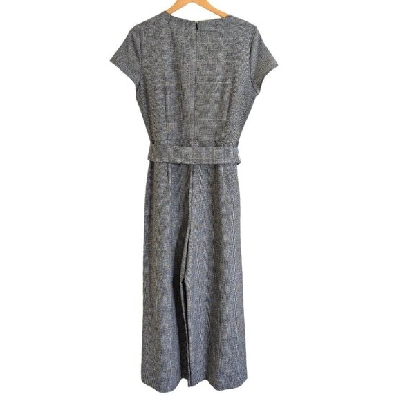 NWOT Ann Taylor Short Sleeve Belt  Gray Plaid Jumpsuit Size 10 - Picture 6 of 7